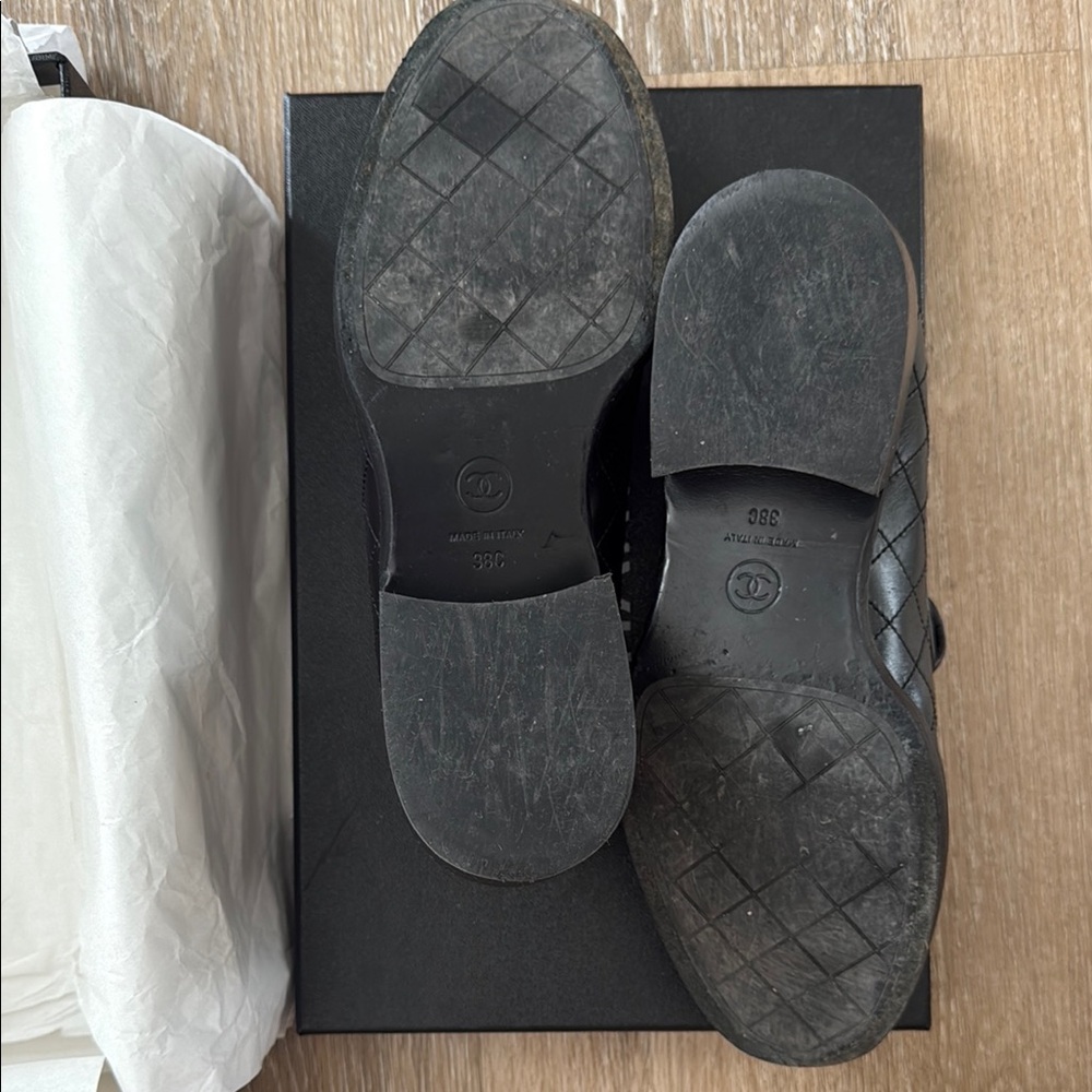 Chanel Black Quilted Loafers - Picture 5 of 11
